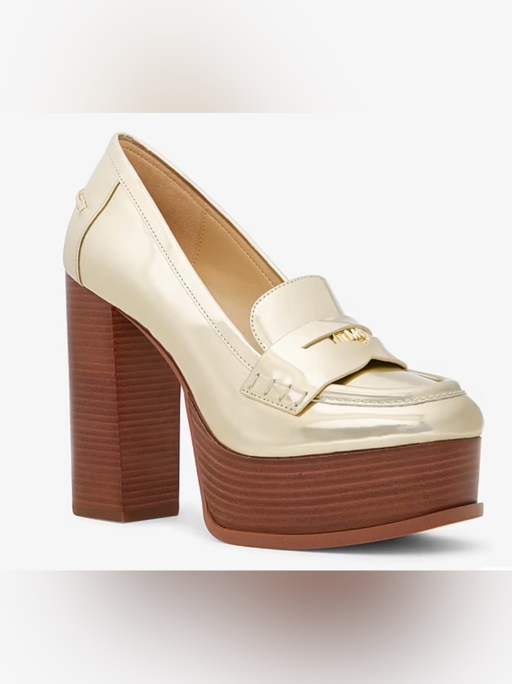 Michael Kors Eden Metallic Leather Platform Loafers Size 10